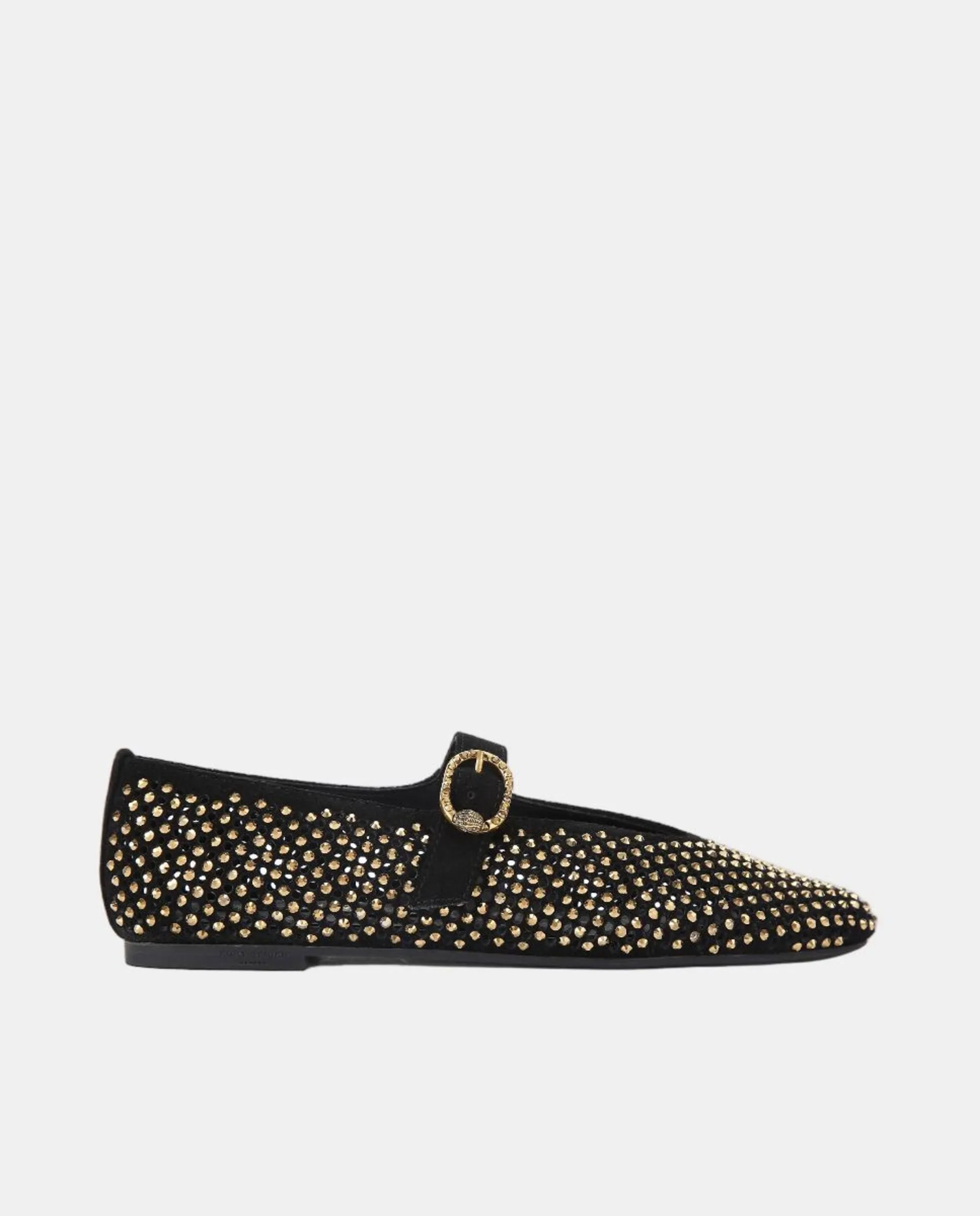 Женские туфли-балетки Mayfar из перфорированной замши с блестками Kurt Geiger, черный