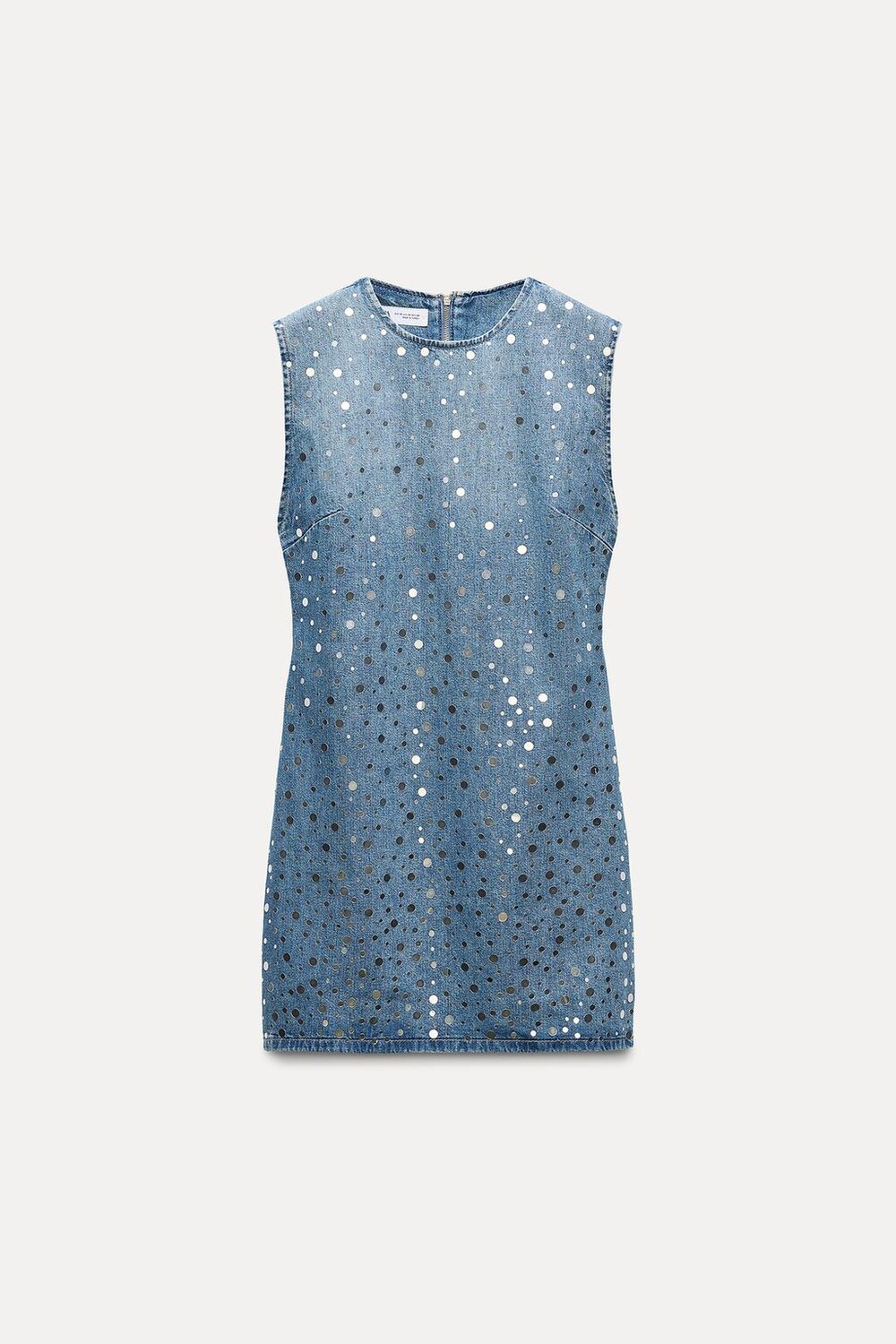 

Платье из джинсовой ткани trf с зеркалами ZARA, светло-голубой