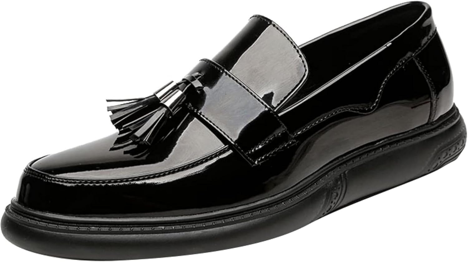 

Мужские лаковые туфли OXCOWNIU с кисточками, пенни-лоферы для банкета, свадьбы, бала и повседневной носки, мужские туфли на плоской подошве, черный