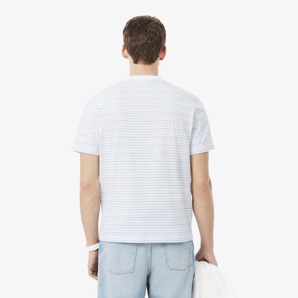 Мужская футболка в полоску Multi Stripe небесно-голубого цвета от Lacoste — фото 3