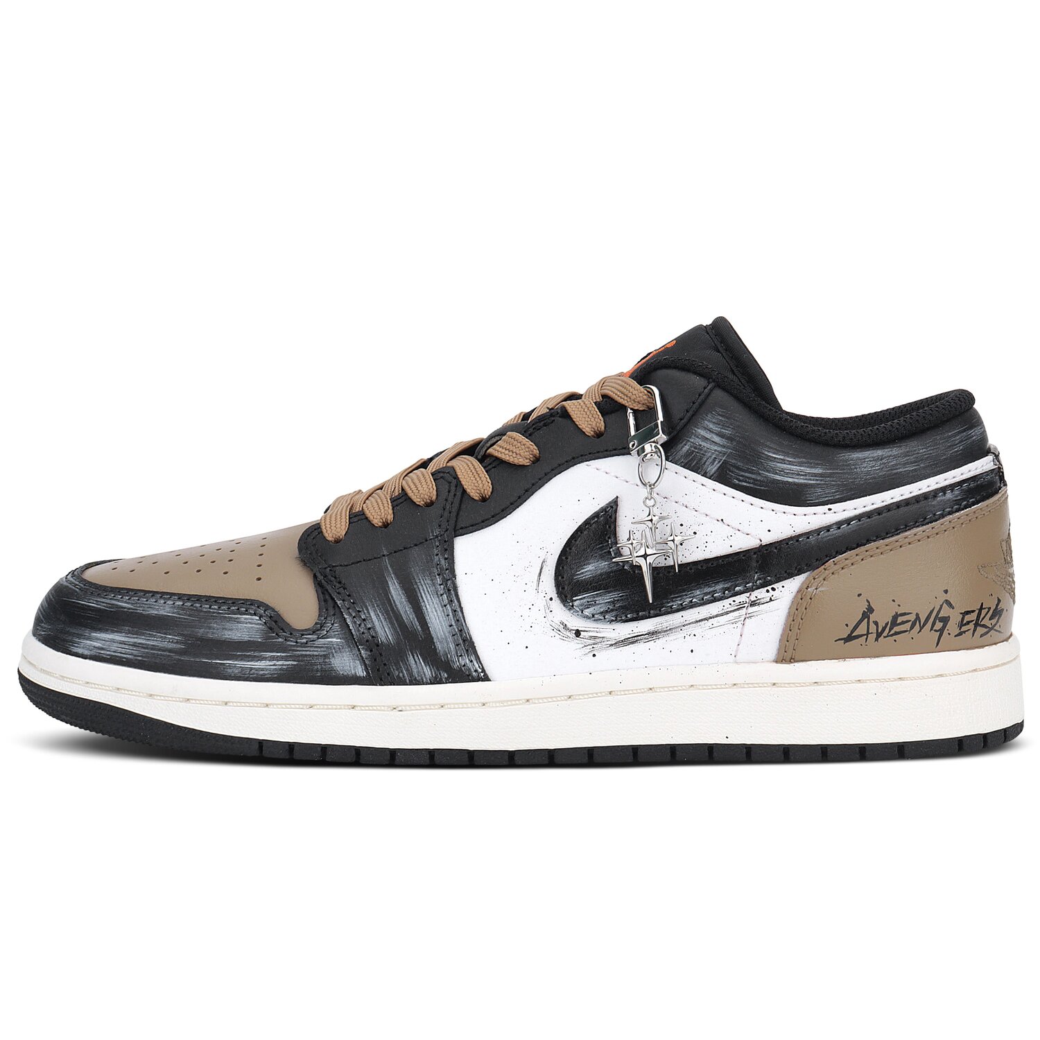 Jordan Кроссовки Air 1 Mocha Graffiti, износостойкие, винтажные, баскетбольные, унисекс, черный с коричневым рисунком — фото 3