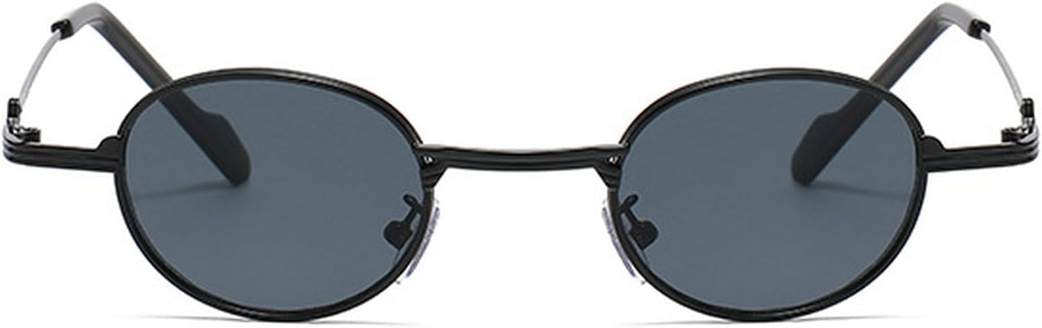 

Ретро уникальные овальные солнцезащитные очки в металлической оправе для женщин, модные прозрачные линзы цвета океана, защита от УФ-излучения UV400, модные панк-солнцезащитные очки для мужчин mincl, Black