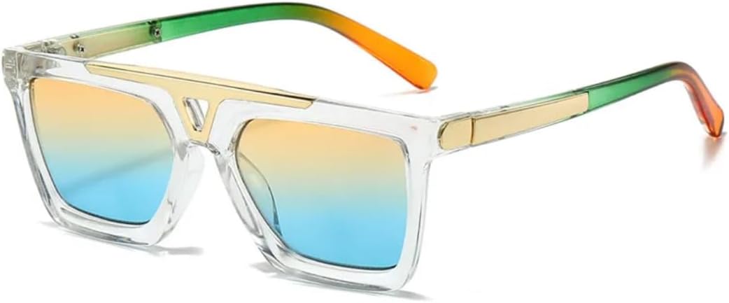 

Большие солнцезащитные очки для женщин и мужчин в винтажном стиле, с металлическими вставками, модные солнцезащитные очки для женщин с защитой от УФ-излучения UV400 UUPTTPL, Yellow Blue