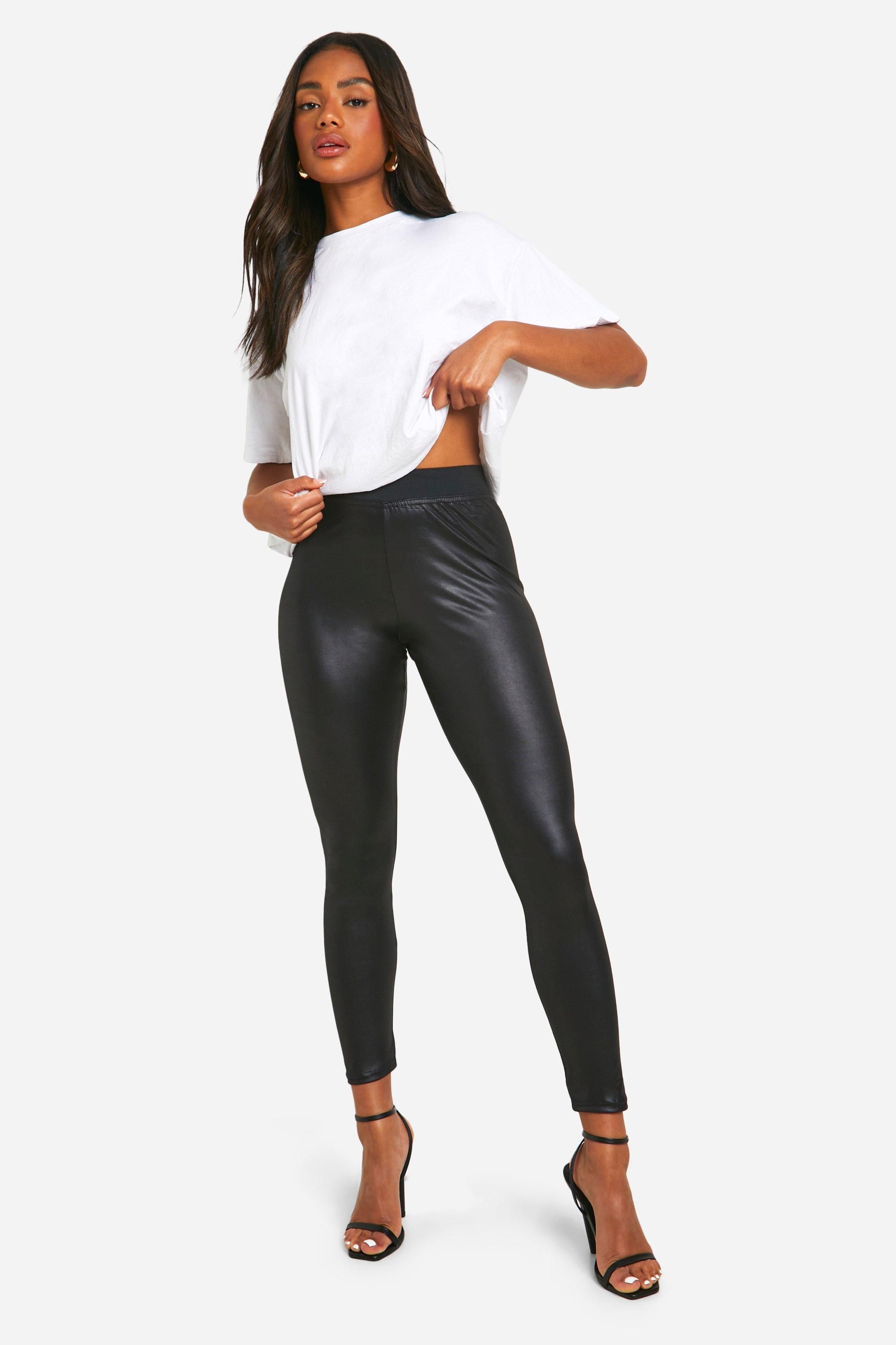 

Леггинсы кожаные Boohoo с поясом, черный