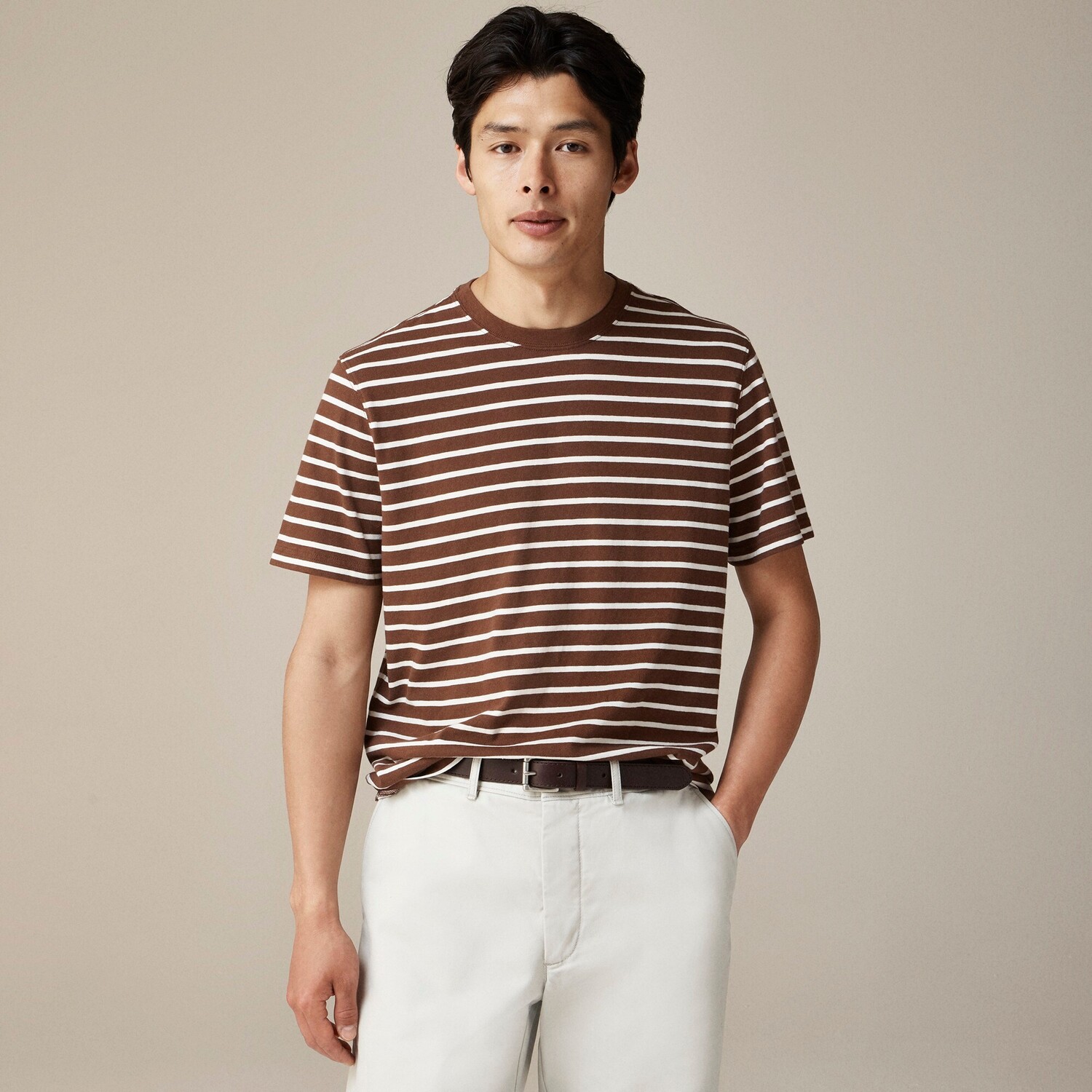 

Футболка из хлопка Vintage-Wash в полоску J.Crew, коричневый