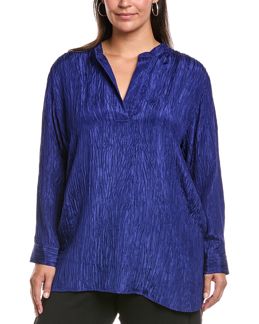 

Шелковая туника EILEEN FISHER Plus с воротником-стойкой, синий