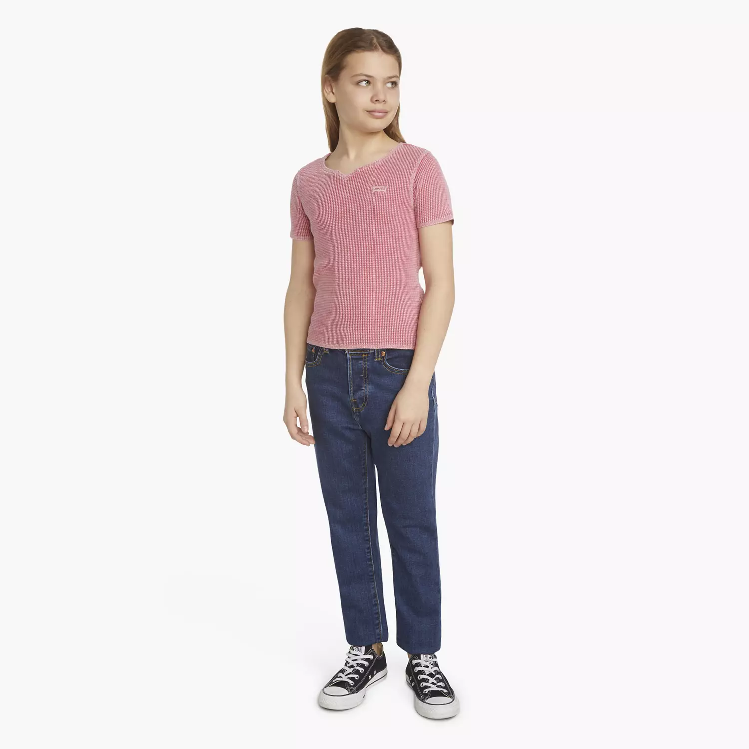 

Футболка с вафельным вырезом для больших девочек 7–16 лет Levi's, розовый
