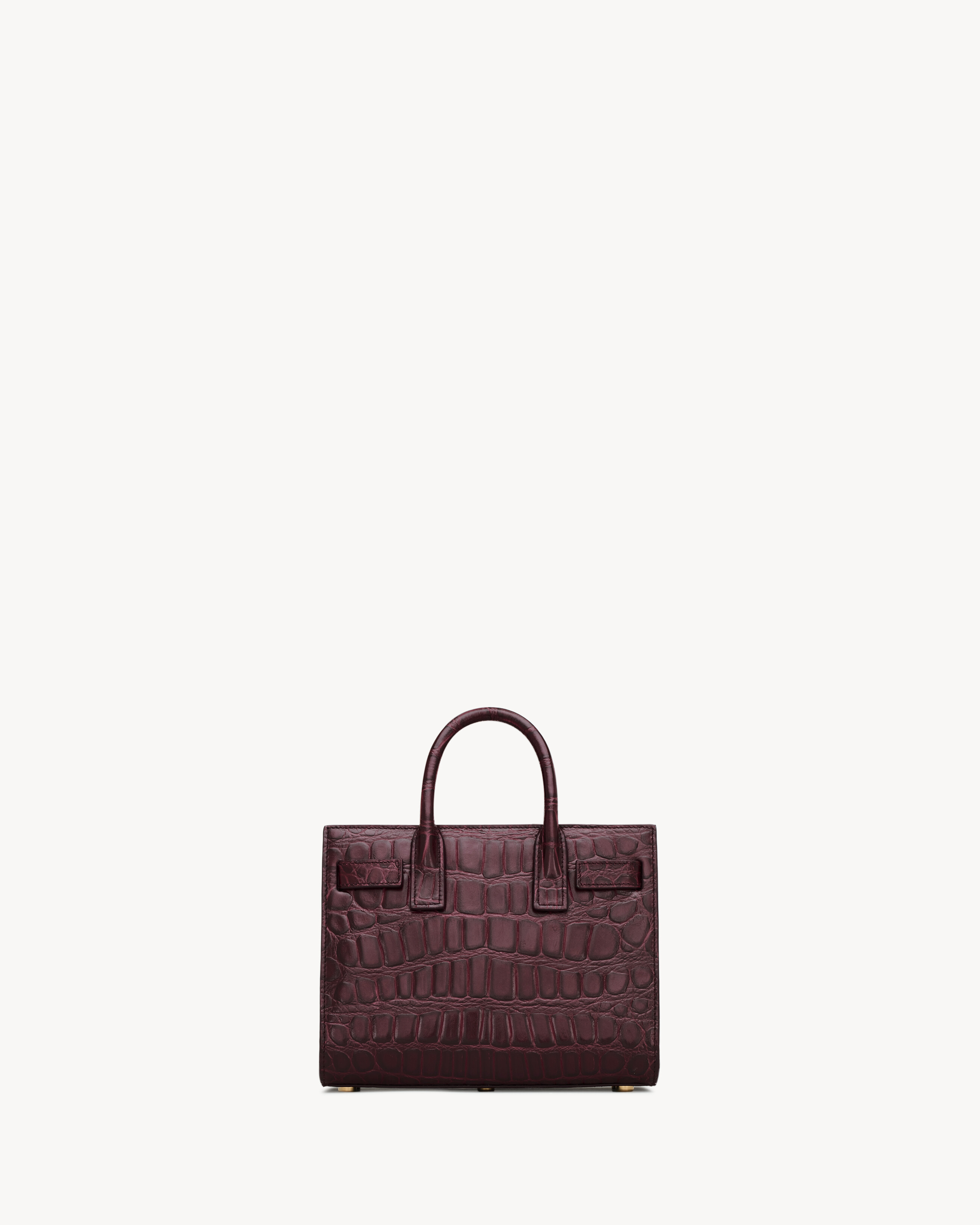 SAC DE JOUR из кожи с тиснением под крокодила - размер nano SAINT LAURENT, бордовый — фото 2
