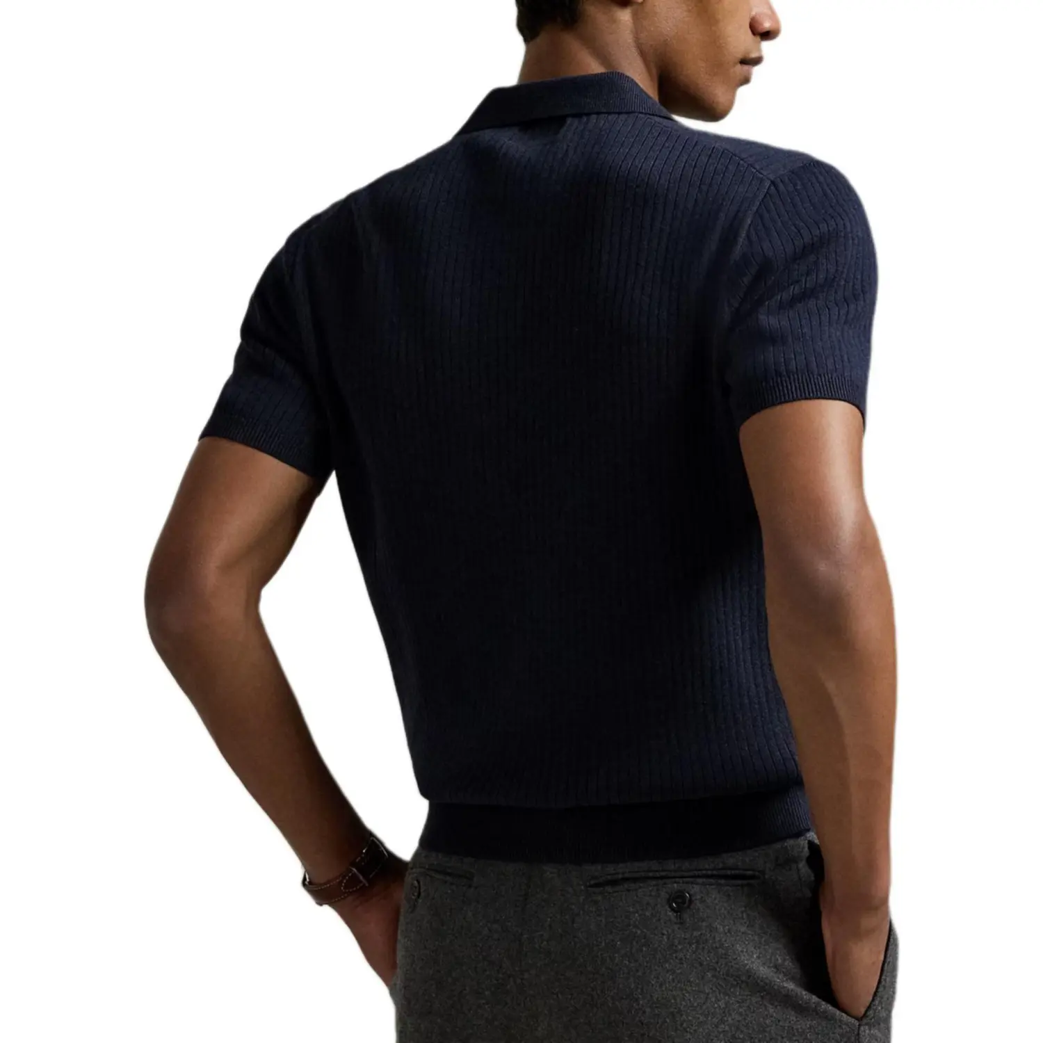 Футболка с короткими рукавами и ребристой вязкой Polo Ralph Lauren, синий — фото 3