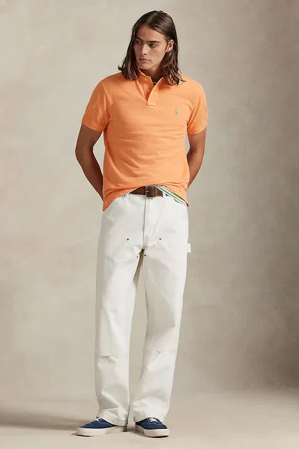 Футболка поло из хлопка slim fit Polo Ralph Lauren, оранжевый — фото 3