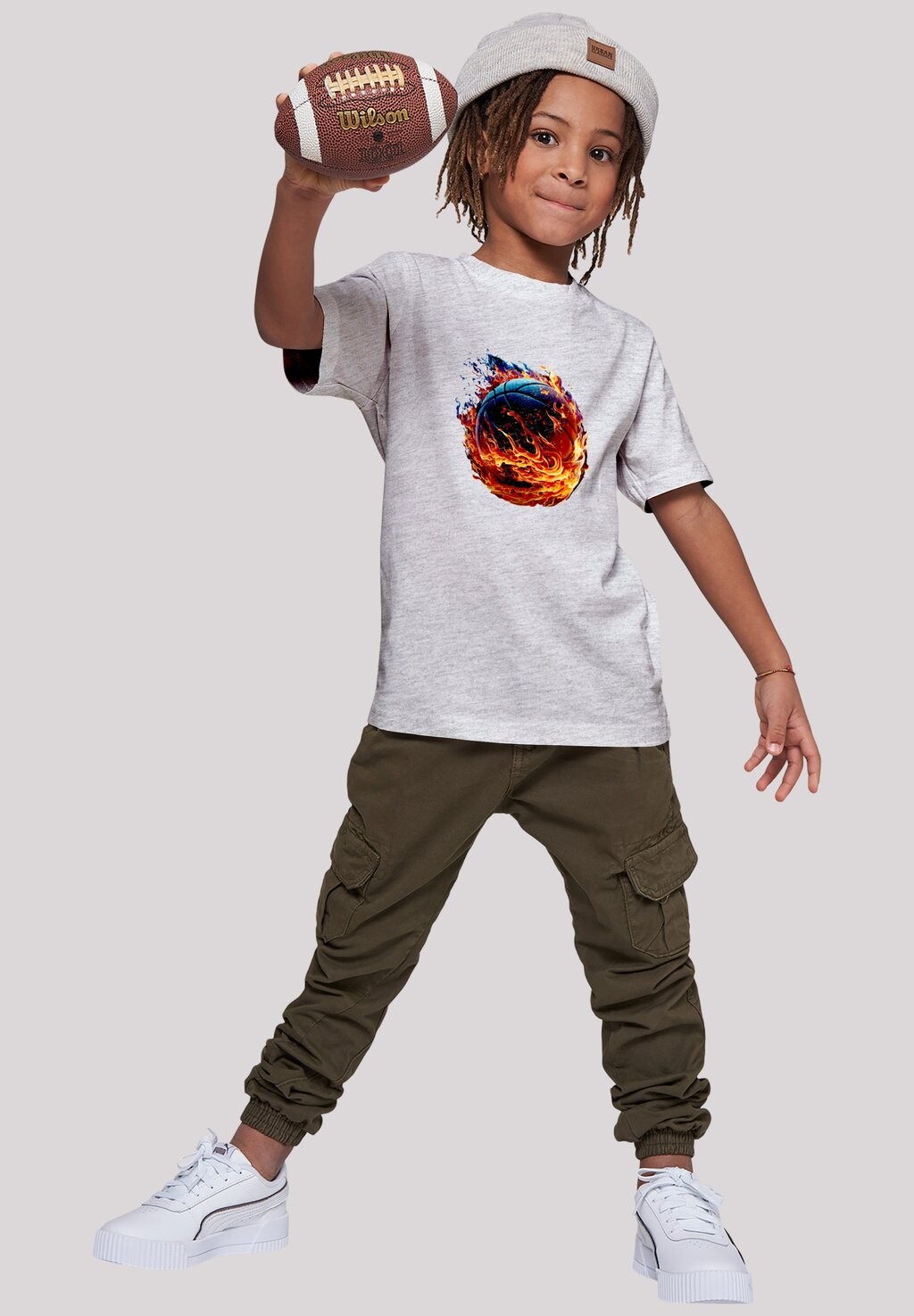 

Футболка с принтом BASKETBALL ON FIRE UNISEX F4NT4STIC, цвет heather grey