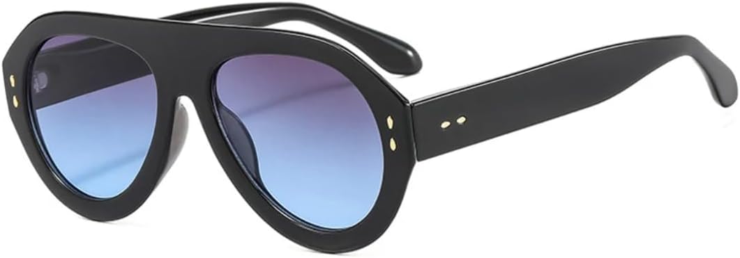 

Солнцезащитные очки для мужчин и женщин - защита UV400 - градиентные линзы с декоративными заклепками, круглые, для занятий спортом на открытом воздухе и вождения DSVIGF, Black Gray Blue