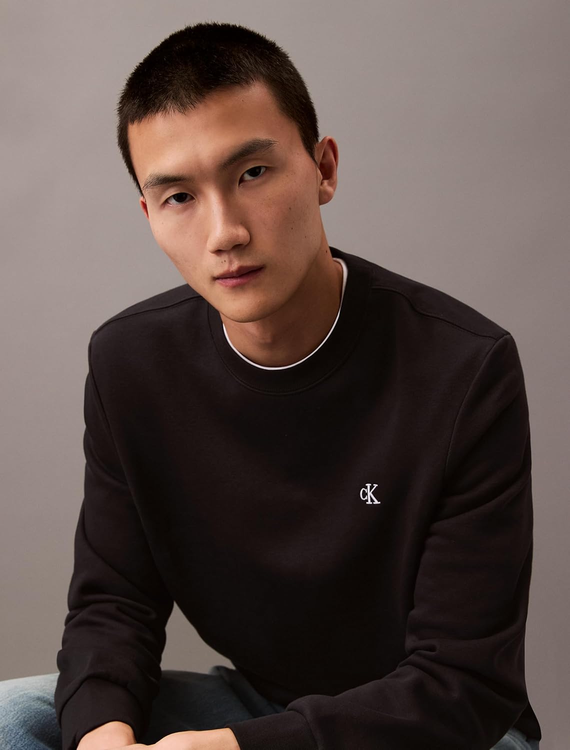 Мужской мягкий свитер для гольфа Calvin Klein Tour с круглым вырезом, Black Beauty — фото 4