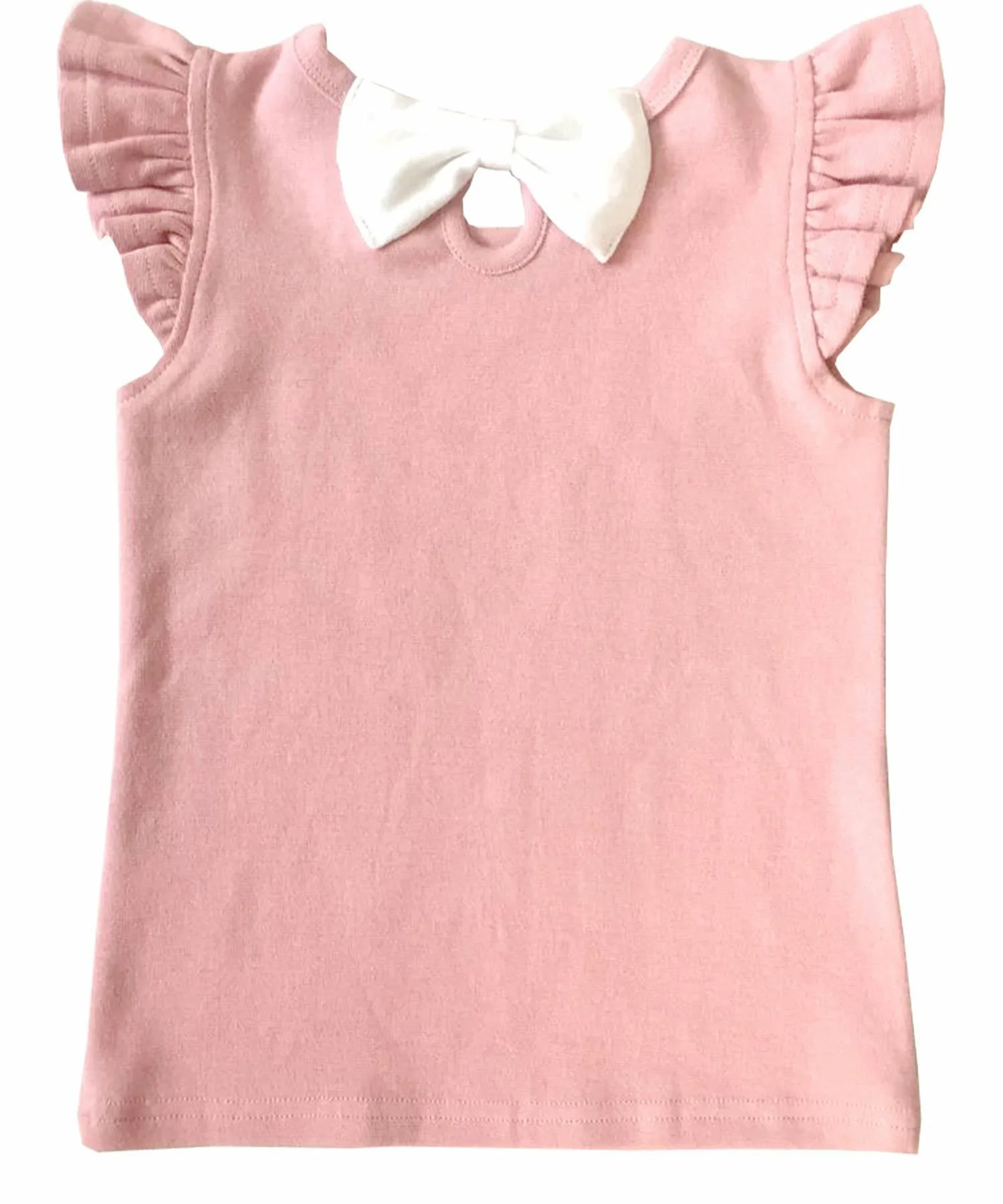 Топ в морском стиле с лентами и оборками, для девочек, Bee Bee, Pink sleeveless top with ribbon at back