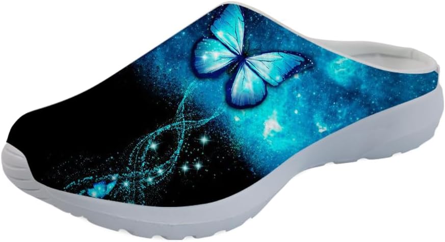 

Женские сабо Forchrinse с цветным принтом лапы собаки, домашние тапочки с цветочным рисунком, кроссовки для ходьбы с поддержкой свода стопы, голубой