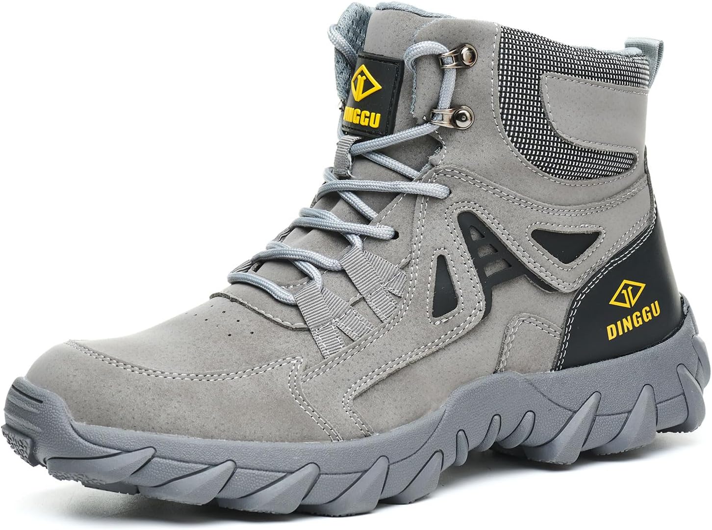 

Мужские ботинки DINGGU с металлическим носком, безопасные, удобные, неразрушимые промышленные и строительные ботинки, мужские ботинки с композитным носком, серый