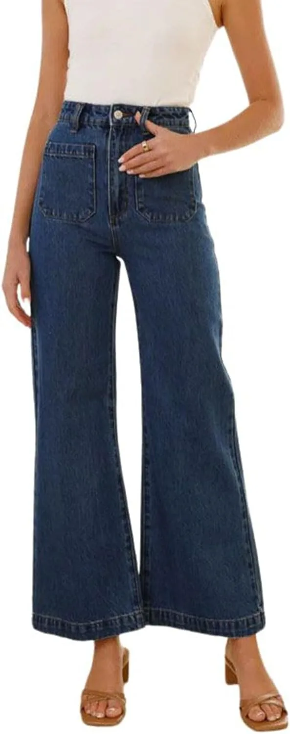 

Женские джинсы utcoco с высокой талией и широкими штанинами