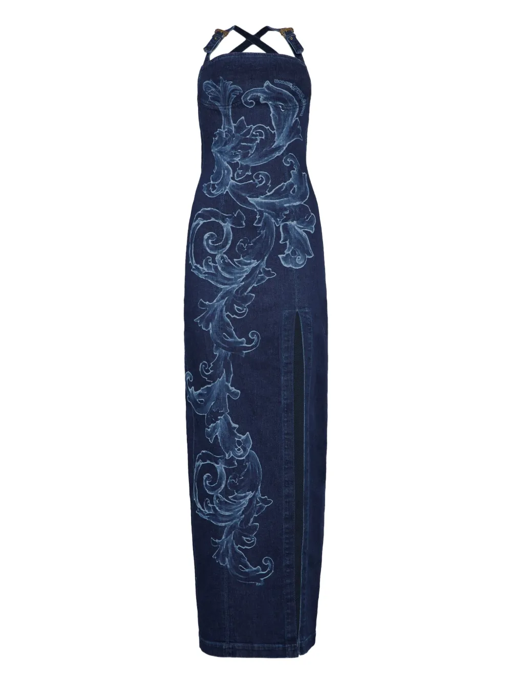 

Джинсовое платье с декором Baroque Versace Jeans Couture, синий