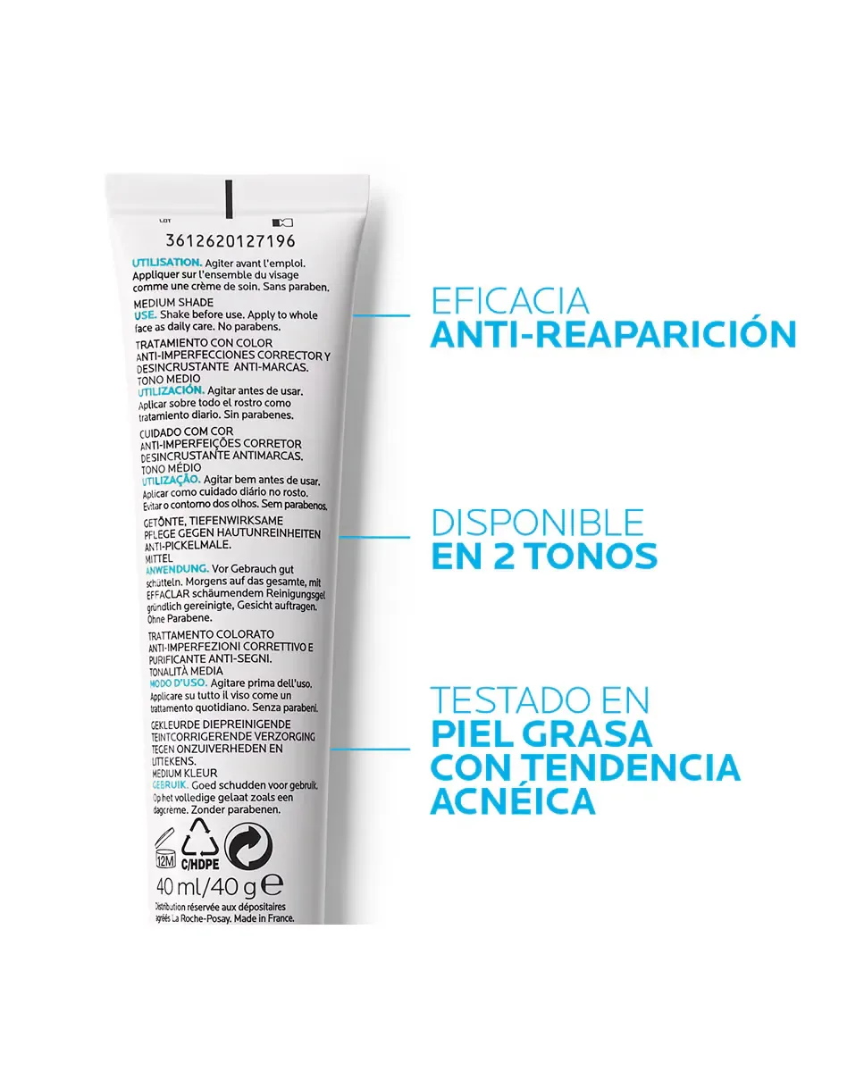 Тонированное средство против несовершенств и следов Effaclar Duo (+) 40 мл La Roche-Posay La Roche Posay, Tono Claro — фото 4