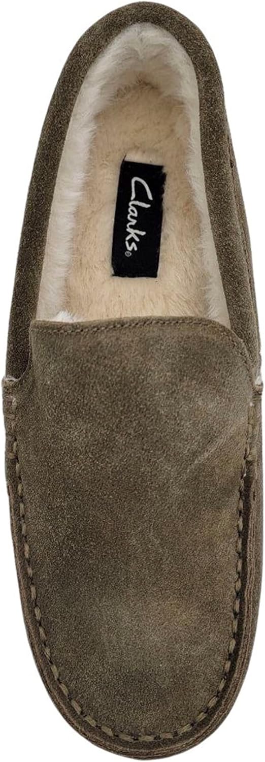 Мужские венецианские тапочки Clarks с пушистым мехом, шалфейный — фото 3