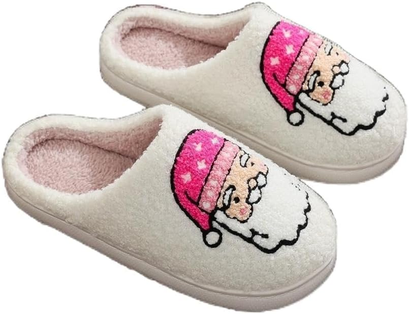 

Рождественские тапочки для женщин и мужчин 2025 года, зимние плюшевые с эффектом памяти, мягкие пушистые тапочки, уютная теплая домашняя обувь в винтажном стиле Generic, розовый