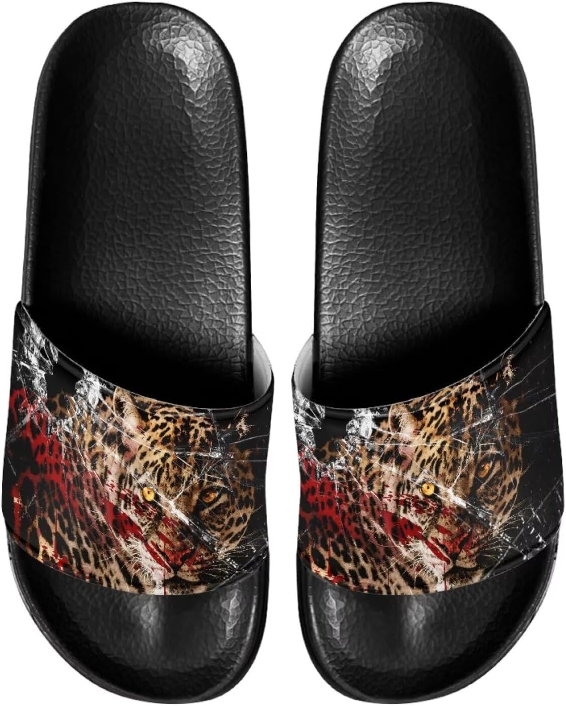 

Мужские шлепанцы, плоские тапочки, нескользящие, быстросохнущие, мягкие, легкие, для душа Jrysaedy, Broken Glass Leopard