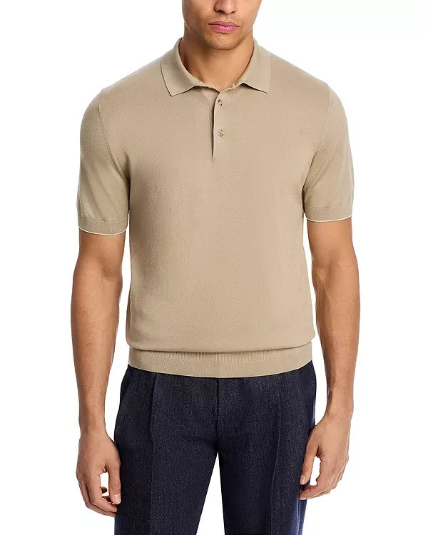 Поло из шелкового хлопка Boss, Beige/Khaki