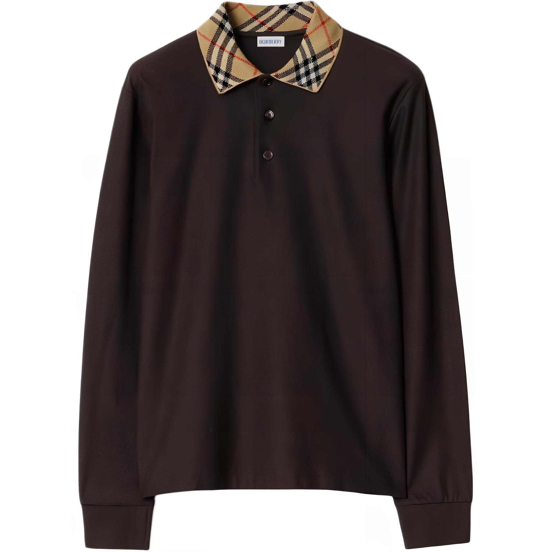 

Футболка-поло с длинными рукавами и воротником Burberry, коричневый