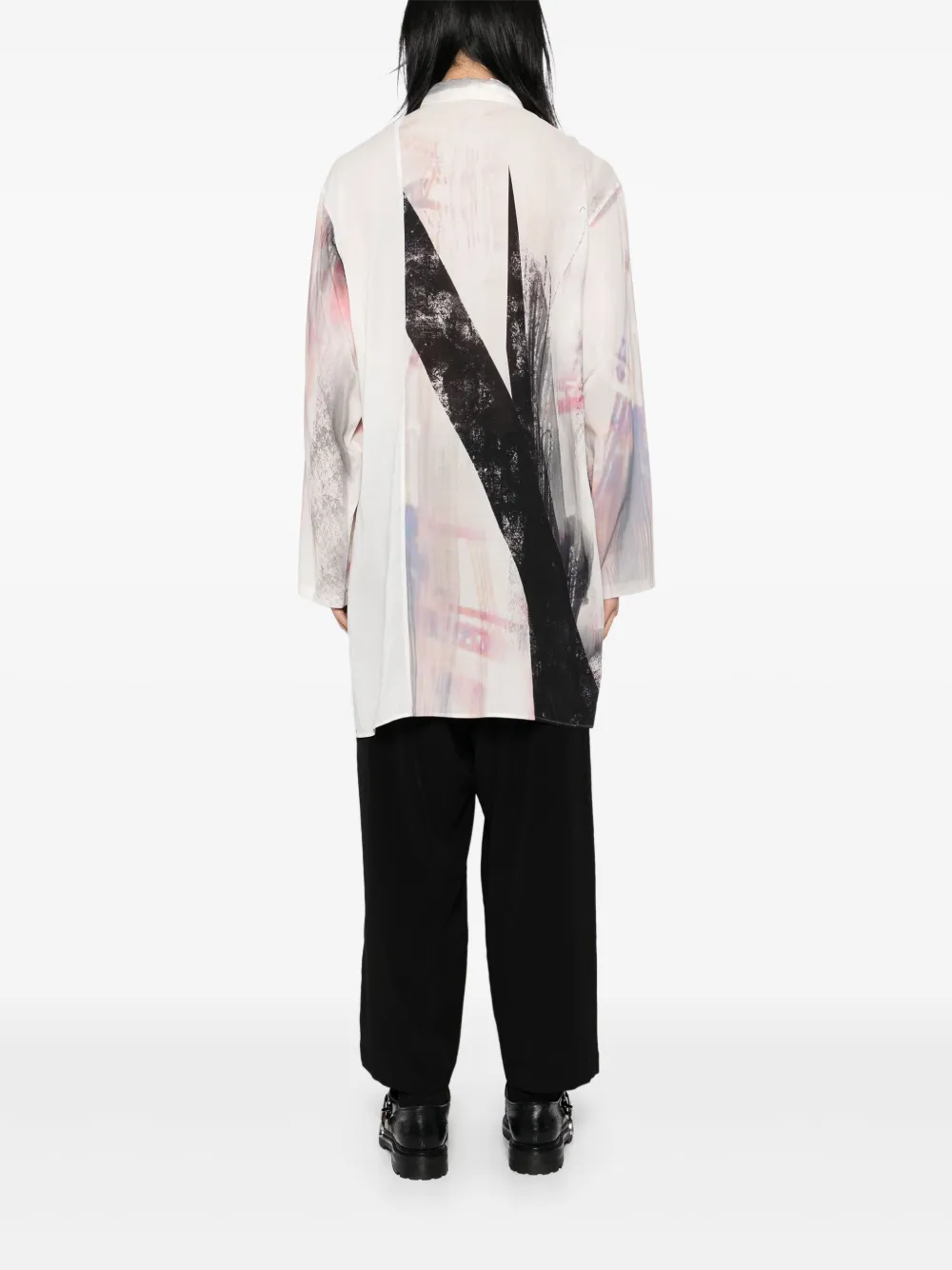 Рубашка с графичным принтом Yohji Yamamoto, нейтральный — фото 4