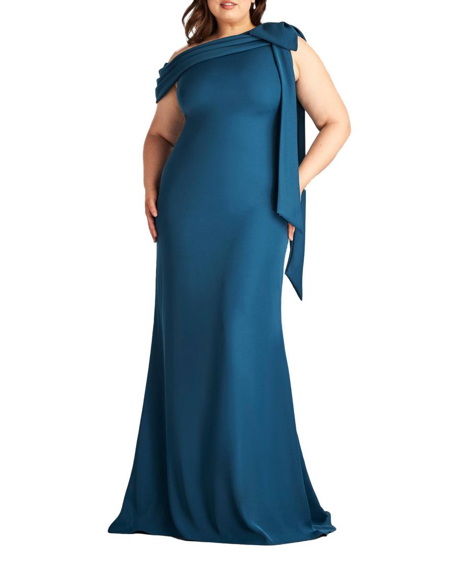 

Женское платье Cassia из крепа с бантом на плечах Tadashi Shoji, Navy