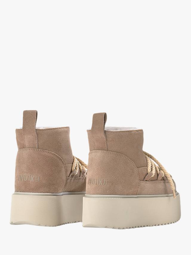 Классические низкие платформенные замшевые зимние ботинки INUIKII, Beige — фото 4
