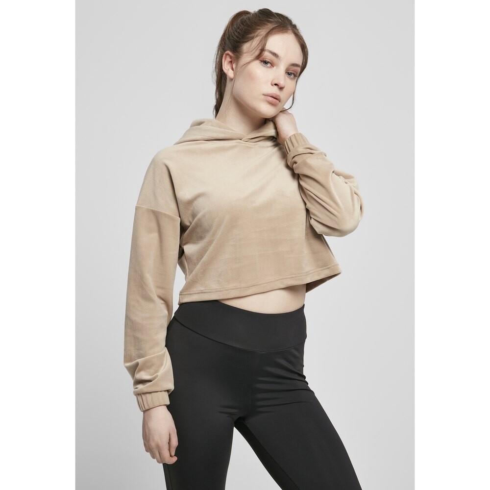 

Толстовка Urban Classics Cropped Velvet Oversized Hooded, бежевый