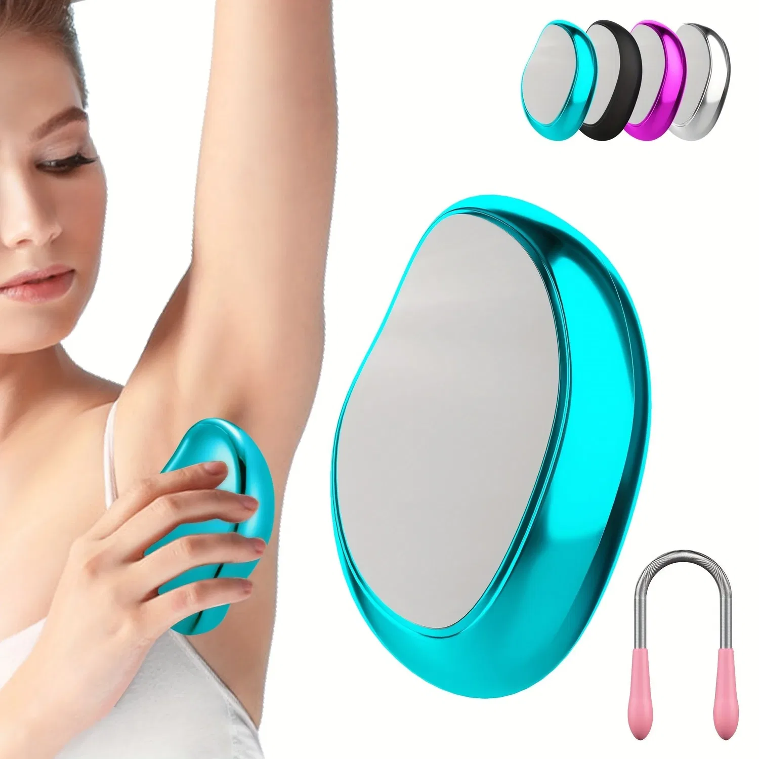 Хрустальный эпилятор Crystal Hair Eraser, инструмент для физического удаления волос, многоразовый эпилятор для тела, стеклянный эпилятор, портативный мягкий эпилятор AMORR, фиолетовый — фото 3