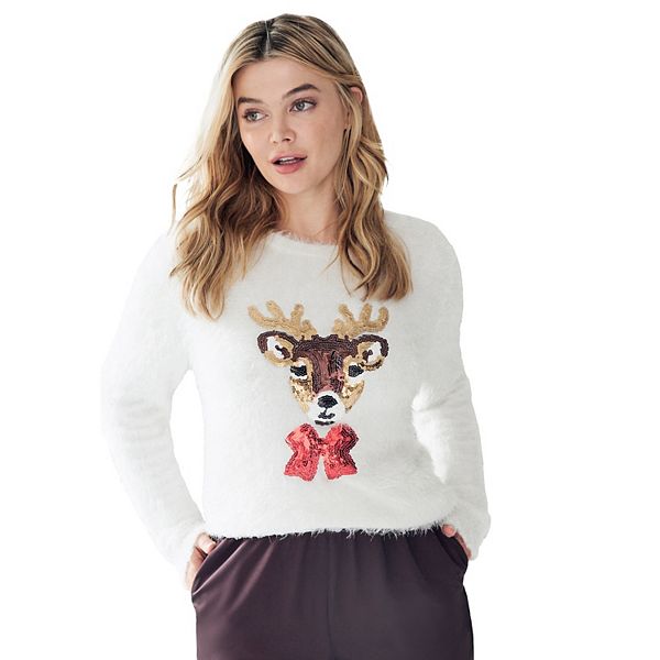 

Свитер с пайетками и воротником-стойкой Plus size Ellos, White