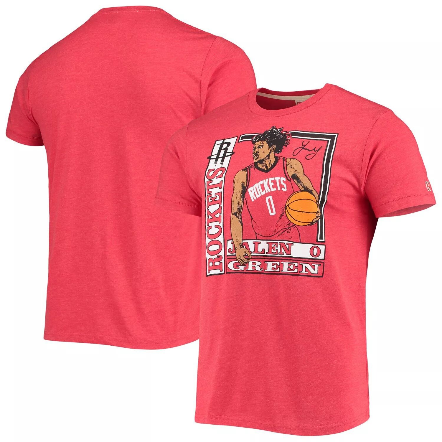 

Мужская футболка Homage Jalen Green Red Houston Rockets Rookie Player Pack Tri-Blend