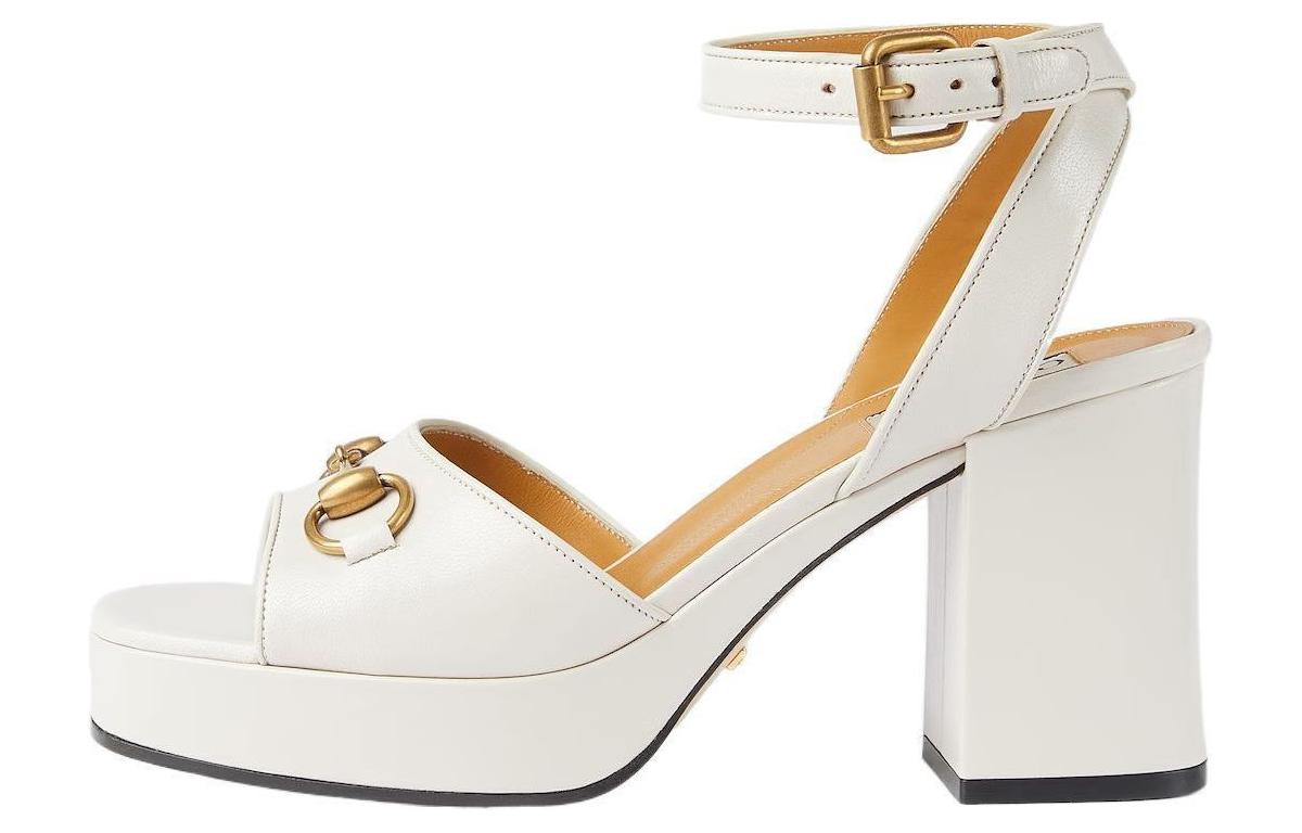 Сандалии из кожи Horsebit 100 мм GUCCI, White