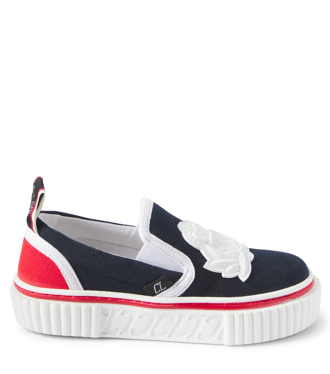 Кроссовки-слипоны Pedrito Boat Crest из ткани Christian Louboutin Kids, Powder Metallic — фото 3