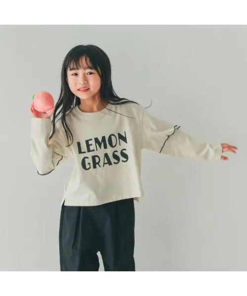 Детская хлопковая футболка с логотипом NHT LEMON GRASS айвори