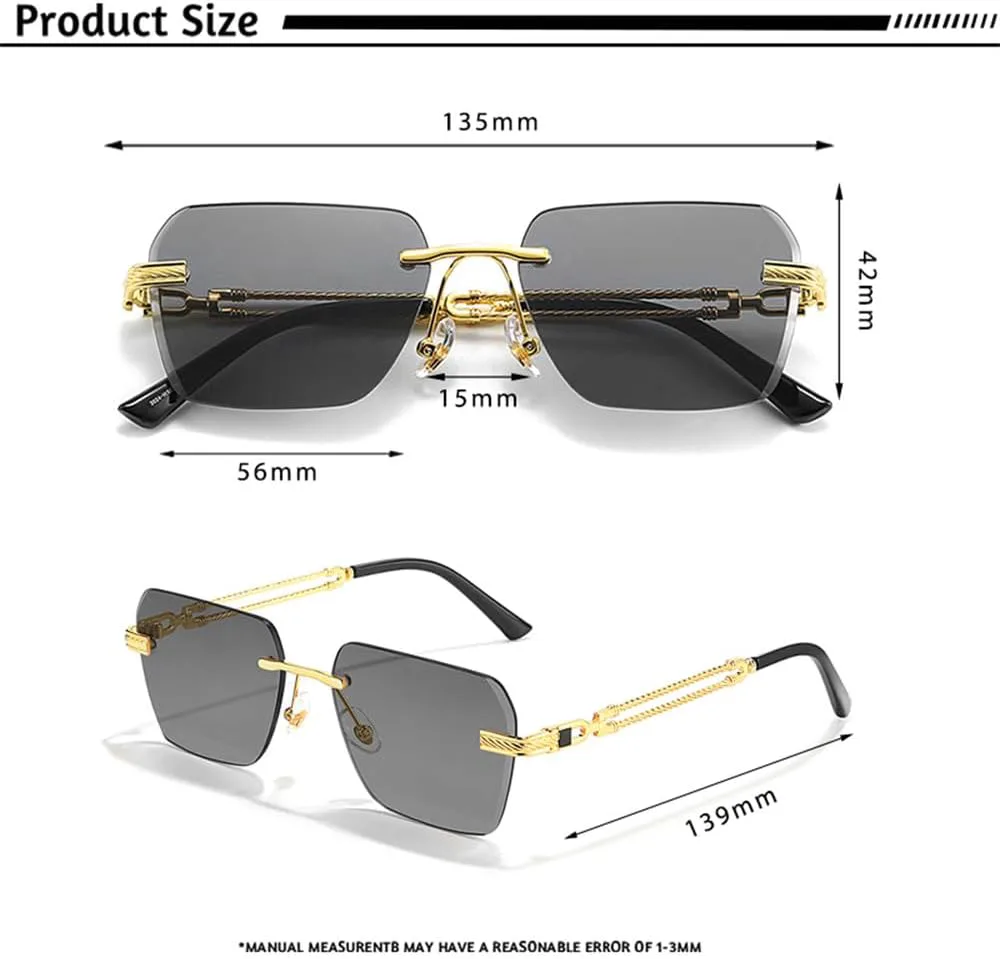 

Мужские солнцезащитные очки без оправы с металлическим каркасом, женские солнцезащитные очки с градиентной защитой от УФ-излучения UV400 HDUBFY, C05 Brown