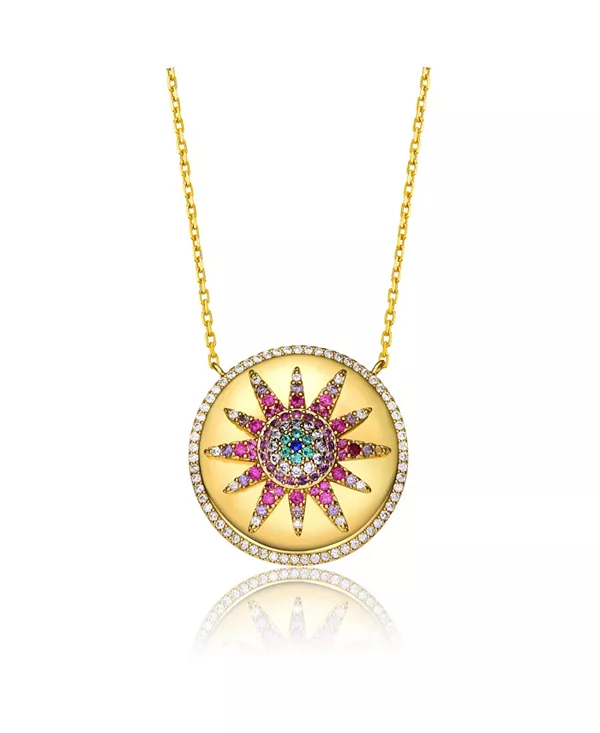 

Подростковое/Молодёжное ожерелье из стерлингового серебра 14 карат с разноцветными кубическими цирконами и позолотой Gigigirl, gold