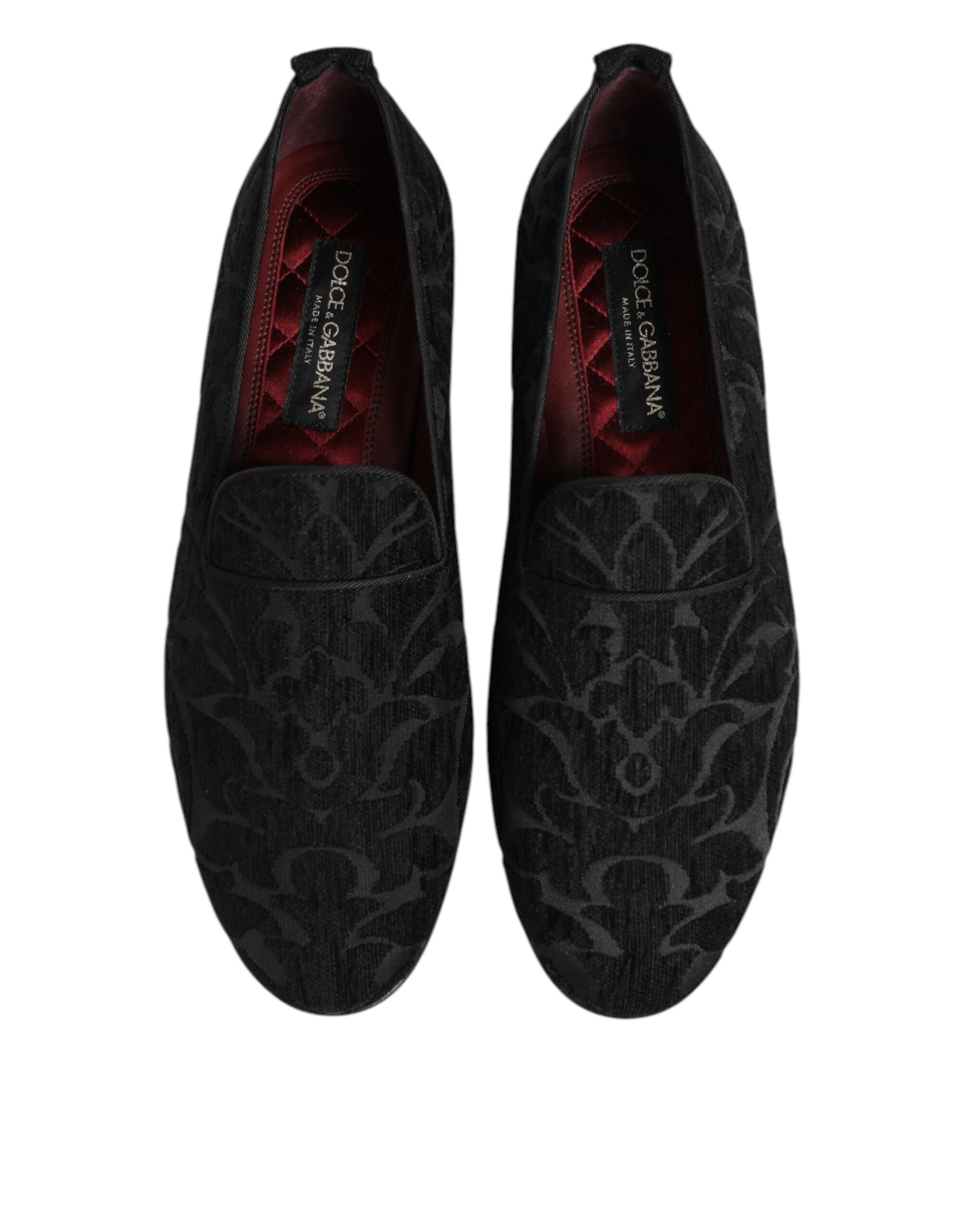 Черные парчовые лоферы слипоны мужские туфли Dolce & Gabbana, черный — фото 3