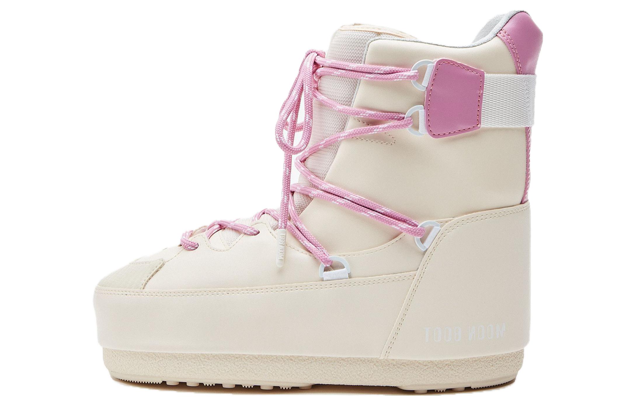 Ботинки женские зимние Moon Boot Sneaker Mid на шнуровке, кремовый