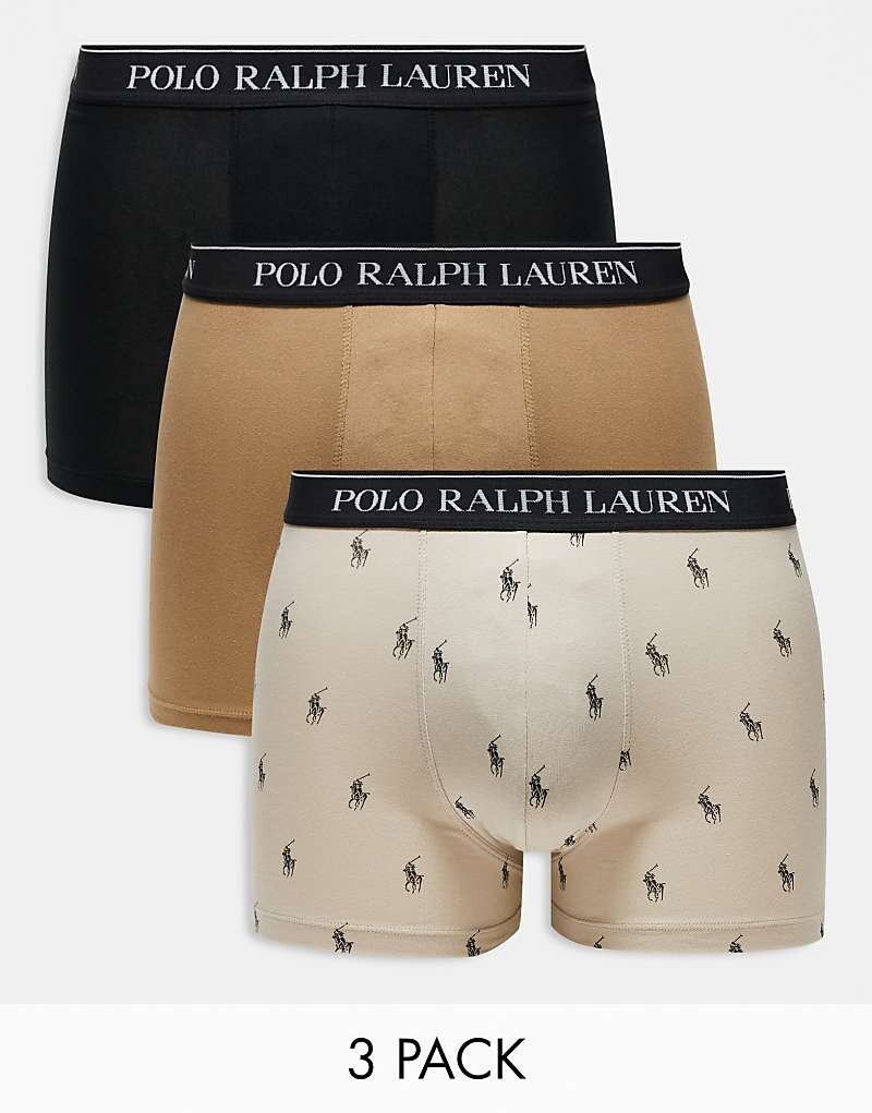 

Polo Ralph Lauren — комплект из 3 пар боксеров серого, коричневого и черного цветов с логотипом на талии