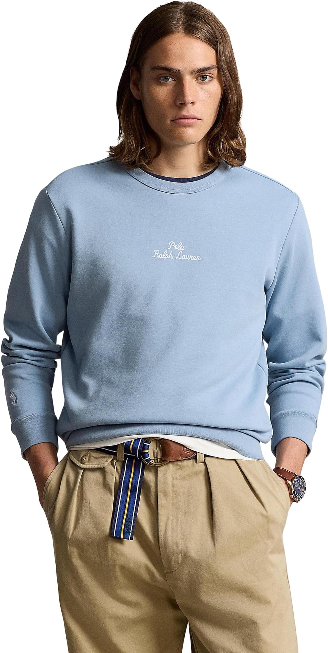 

Толстовка Polo Ralph Lauren Embroidered-Logo Double-Knit Sweatshirt, цвет Vessel Blue