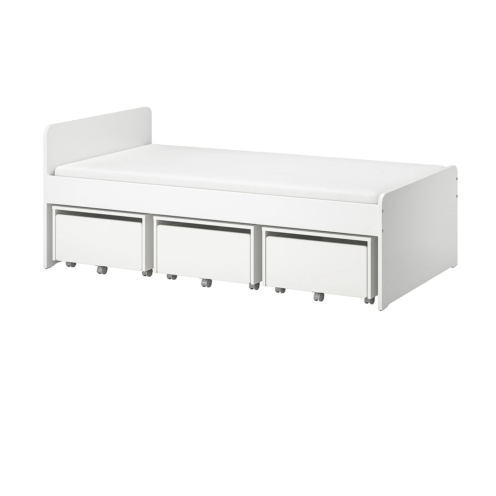 Основание односпальной кровати, белое, 90х200 см, с 3 ящиками SLÄKT/LURÖY IKEA