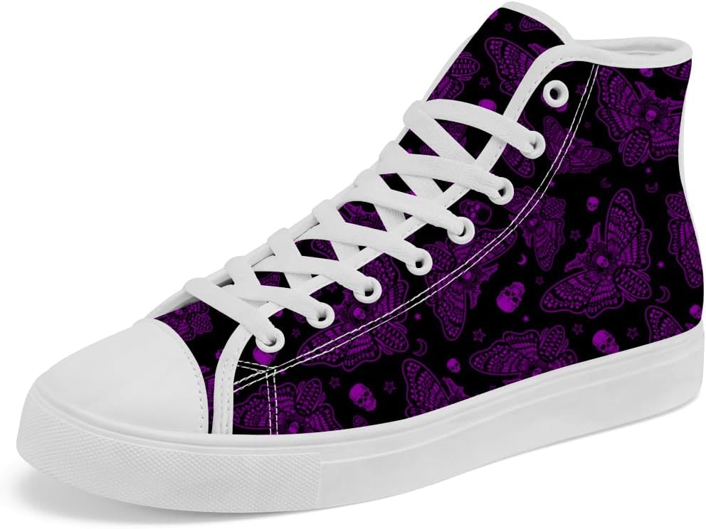 

Кеды на высокой подошве Chebing Moth из холщовой ткани с черепом, шнуровка, повседневная обувь для женщин и мужчин, пурпурный