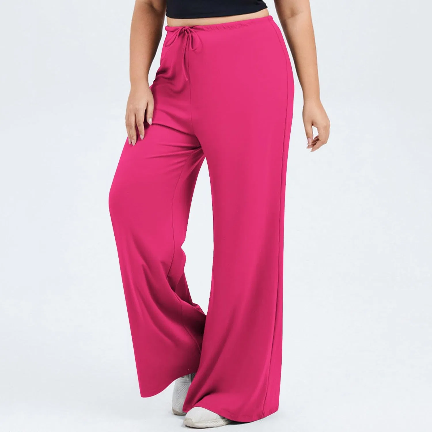 Спортивные брюки женские с широкими штанинами, Hot Pink — фото 2