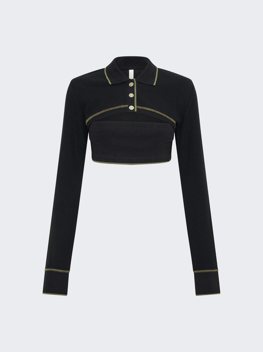 

Укороченный топ-поло с застежкой-кнопкой Dion Lee, черный