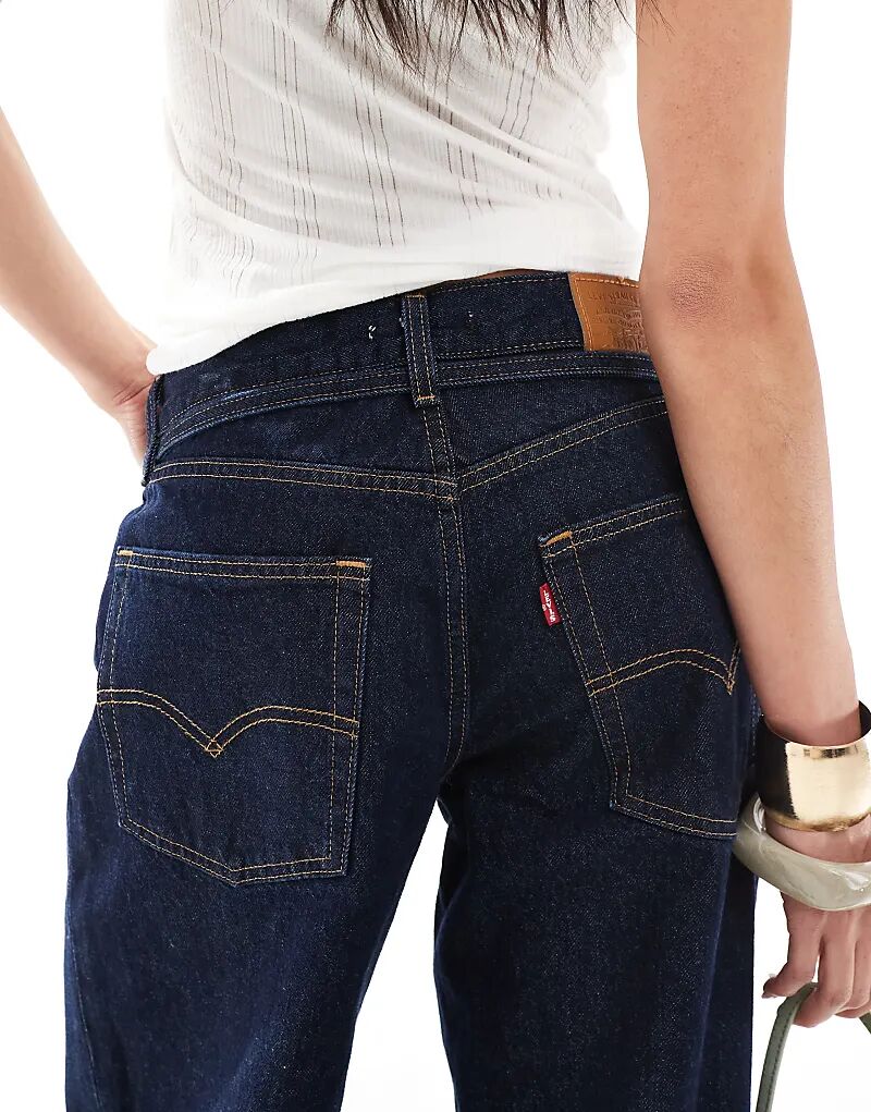 Джинсы Levi's XL прямого кроя свободного кроя темно-синего цвета — фото 4