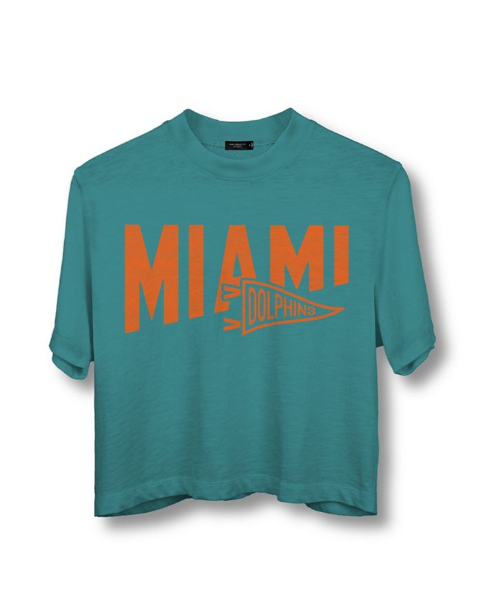 

Женская футболка NFL Miami Dolphins Dual Threat Mock Neck Crop Junk Food Clothing, синий